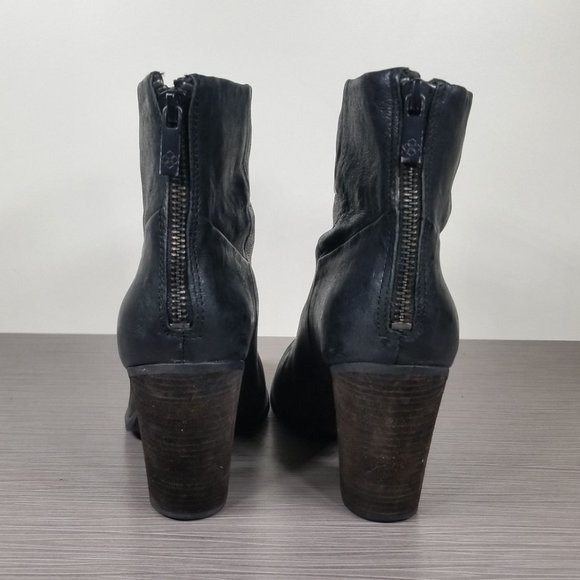 Arturo Chiang Hadley Stacked Heel Bootie, Black Leather, Womens Size 8 M - Picture 5 of 13